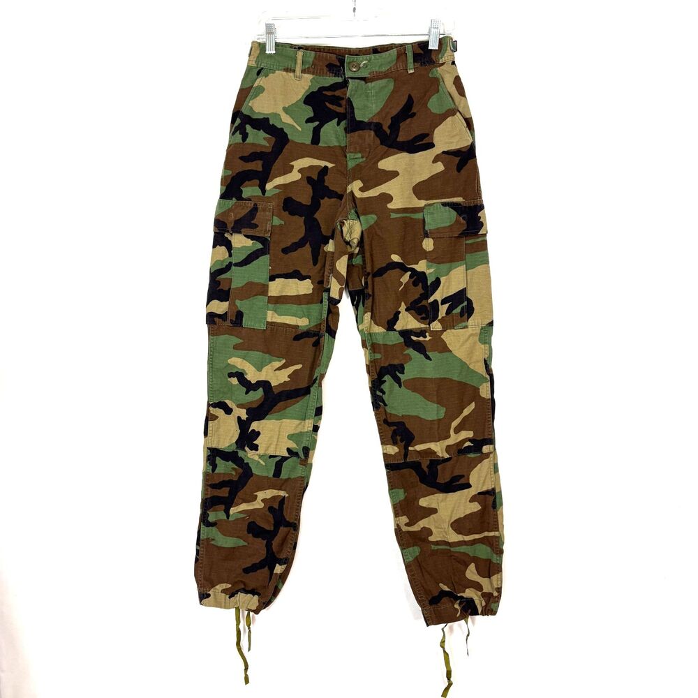 Vtg US Military BDU Pants Mens Small Regular Woodland Camo Ripstop Combat‎ 90s
